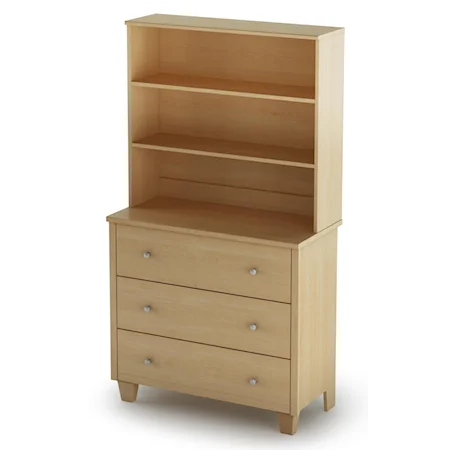 Three Drawer Chest with Bookcase Hutch